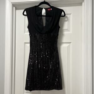Ruby rox Sequin black sheath‎ lined dress Small holiday party